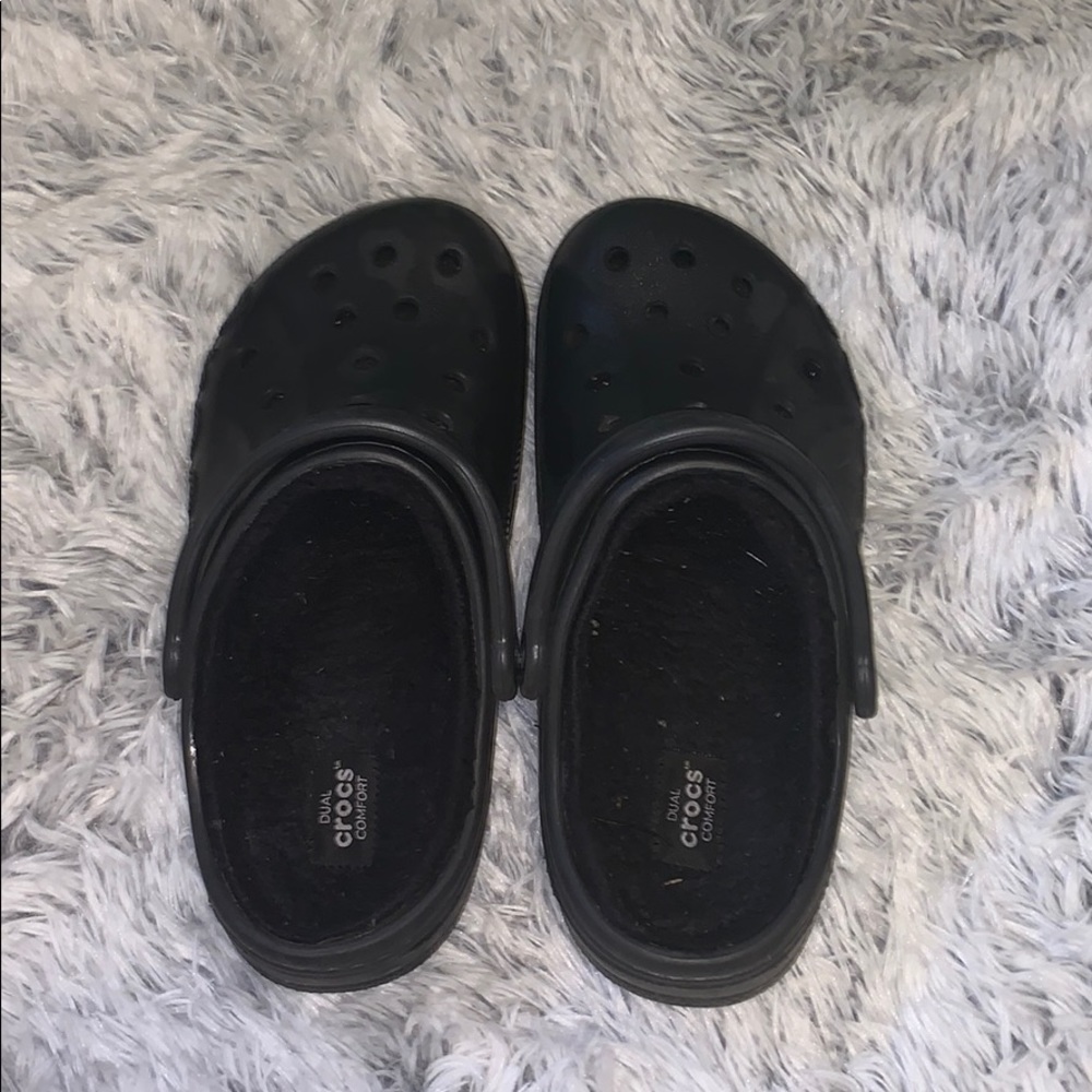 Black Fuzzy Crocs